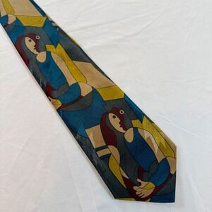 Kkusebo Handmade Abstract Art Tie Cubist Picasso Style Blue Avant Garde